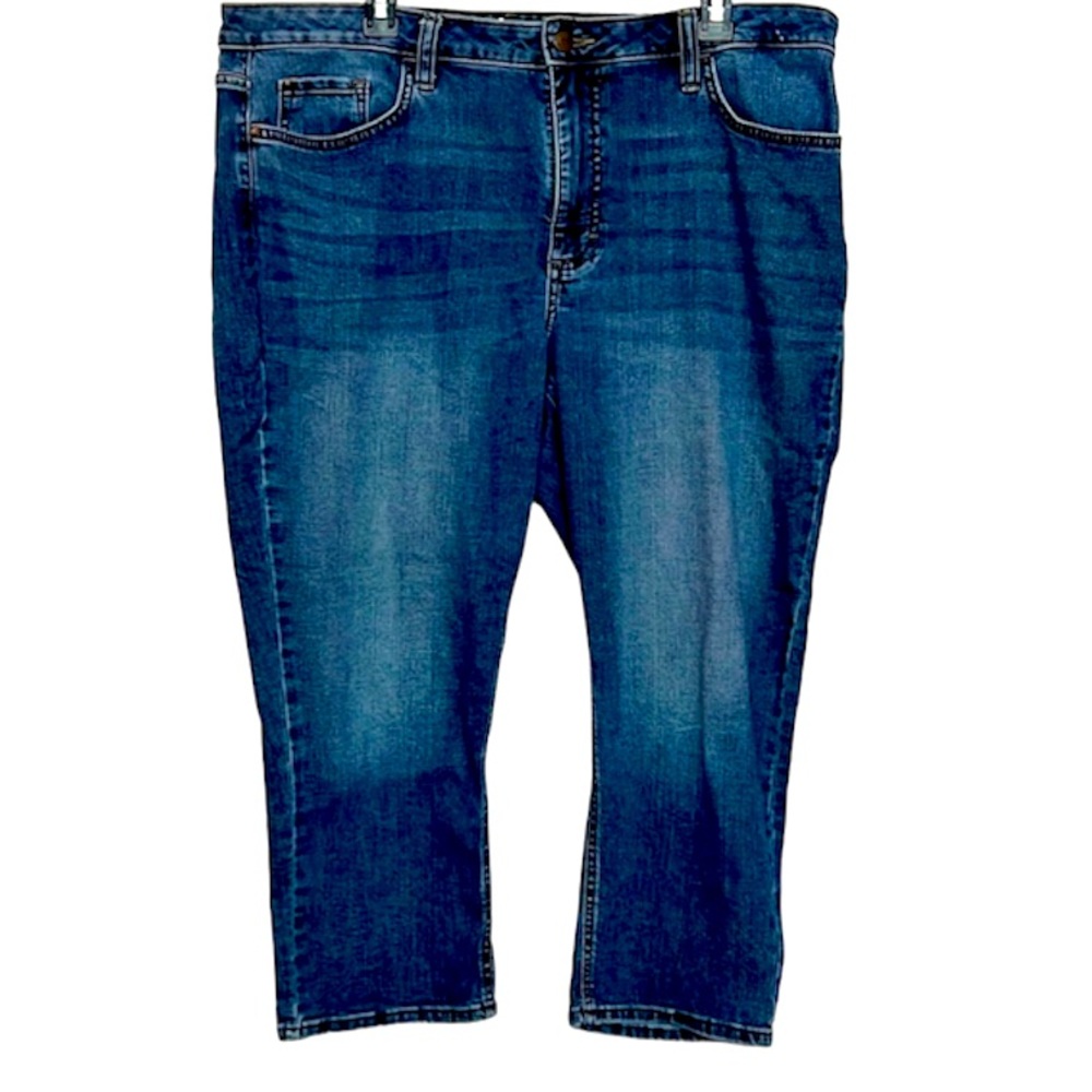 🌞 Lee Rider blue denim mid-rise stretch capris women plus size 18M
